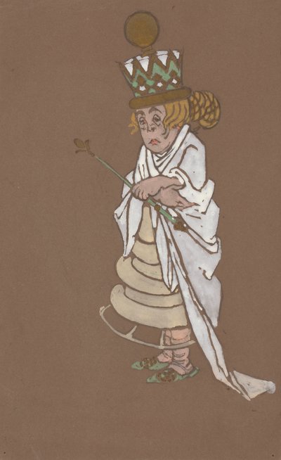 White Queen costume design for Alice-in-Wonderland by William Penhallow Henderson