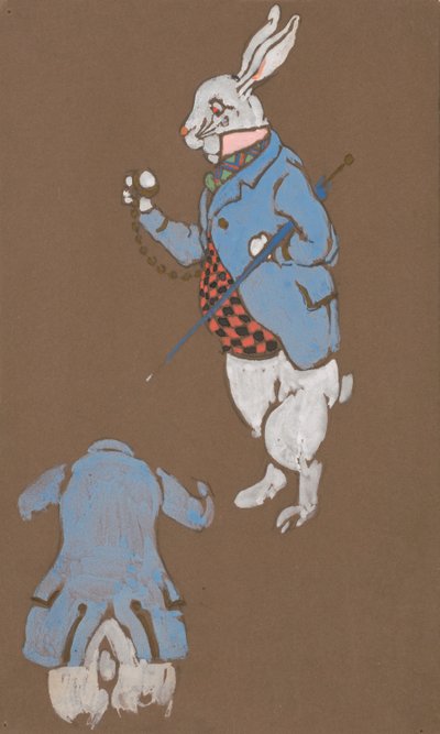 White Rabbit costume design for Alice-in-Wonderland by William Penhallow Henderson