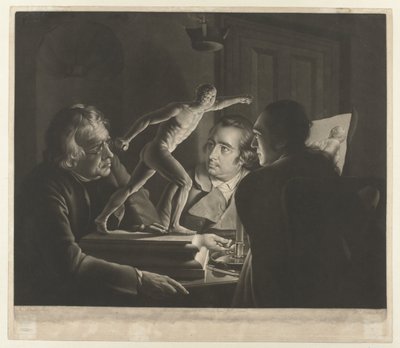Three Men Viewing a Model of the Borghese Gladiator by William Pether