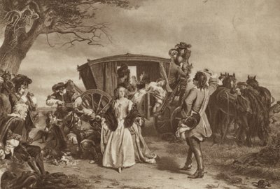 Family held up by French highwayman Claude Duval by William Powell (after) Frith