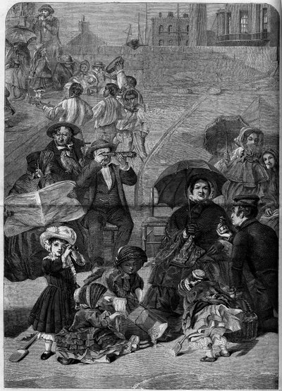 Victorian England: Tourists on the Beach of Ramsgate, England by William Powell (after) Frith