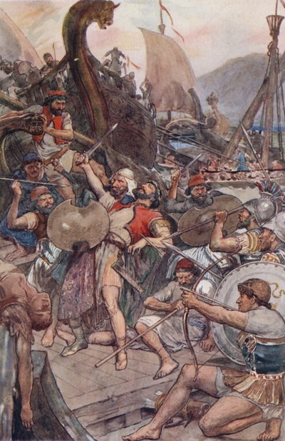 Death of the Persian Admiral at Salamis by William Rainey
