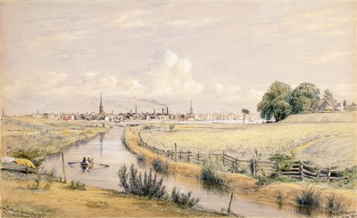 Jersey City with a Glimpse of New York From the Bergen Canal by William Rickarby Miller