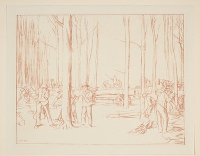 Farm Workers Working in a Forest by William Rothenstein