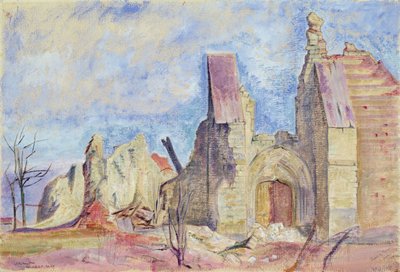 The West Front, Marchelepot Church by William Rothenstein