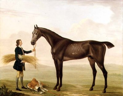 A Dapple Grey Stallion held by a Groom by William Shaw