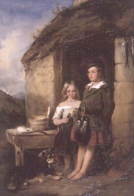 Highland Children at the door of a Bothy by William Simson