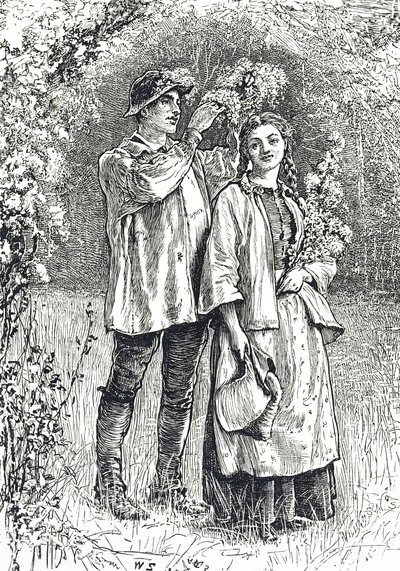 Engraving of the Crowning of the May Queen by William Small