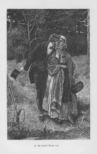 Hetty Sorrel, beloved of Adam Bede, meeting the young squire Arthur Donnithorne in the woods by William Small