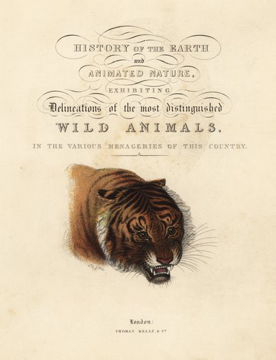 Calligraphic Title Page with Vignette of Tiger by William Smellie