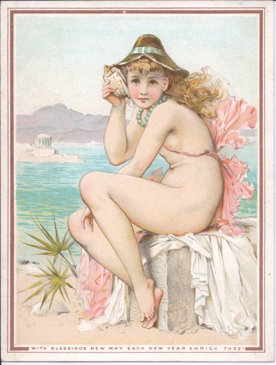 Bathing Beauty at a Beach Holding a Shell to Her Ear, c.1881 by William Stephen Coleman