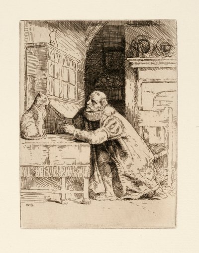 Montaigne and the Cat. Illustration for Izaak Walton and Charles Cotton