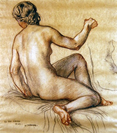 Study of a female nude seated from behind by William Strang