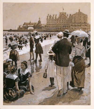 Beach Scene from Harpers Weekly, 1900 by William Thomas Smedley
