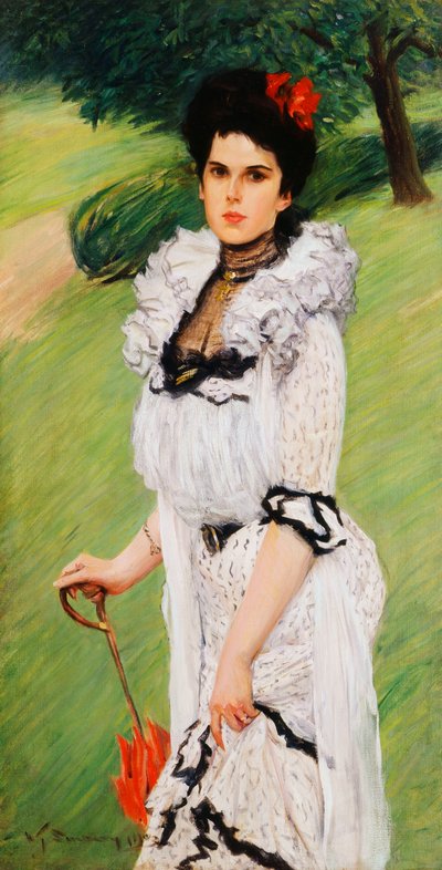 The White Dress - Portrait of a Young Woman in a Park, 1903 by William Thomas Smedley