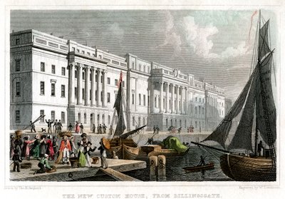 The New Custom House from Billingsgate, City of London by William Tombleson