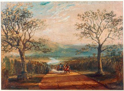 Coach on Road Through Dale, Moors Behind by Joseph Mallord William Turner