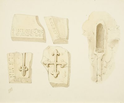 Remains of a Monument discovered in the East Wall, and Piscina in South Aisle, St James
