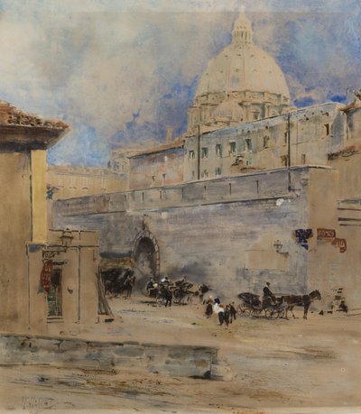 The Vatican: the Holy Office and the Dome of St Peters, Rome by William Walcot