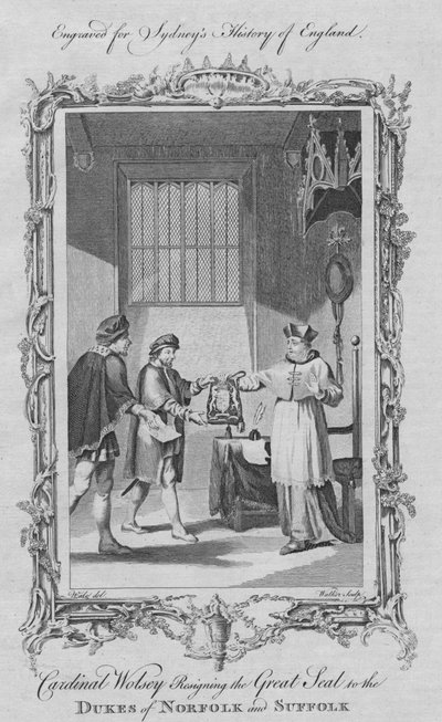 Cardinal Wolsey resigning the Great Seal for the Dukes of Norfolk and Suffolk by William Walker