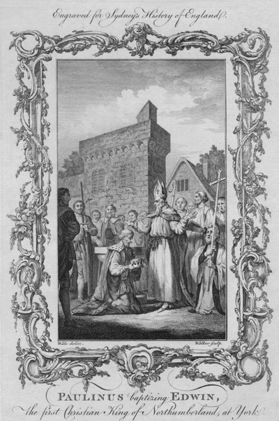 Paulinus baptising Edwin, the first Christian King of Northumberland, at York by William Walker