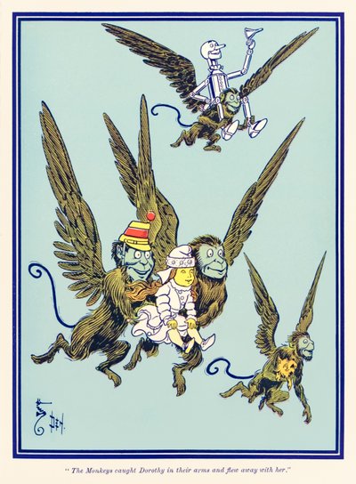 “The Monkeys caught Dorothy in their arms and flew away with her.” from ‘The Wonderful Wizard of Oz’ by L. Frank Baum by William Wallace Denslow