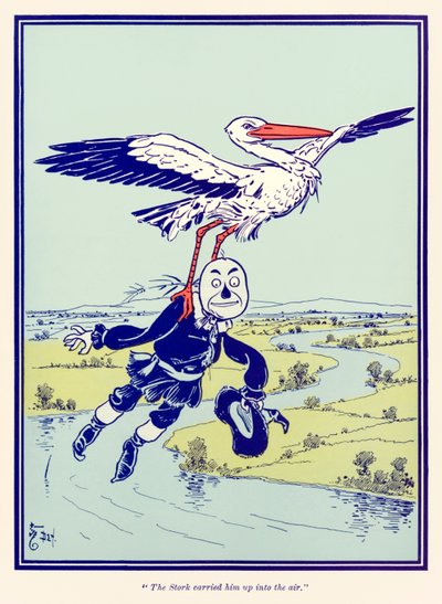 The Stork carried him up into the air. from The Wonderful Wizard of Oz by L. Frank Baum by William Wallace Denslow