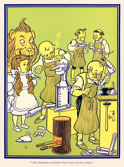 “The Tinsmiths worked for three days and four nights.” from ‘The Wonderful Wizard of Oz’ by L. Frank Baum by William Wallace Denslow