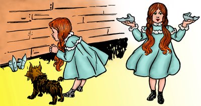 The Wonderful Wizard of Oz - Illustration by William Wallace Denslow - Dorothy Recuperates the Magical Silver Shoes by William Wallace Denslow