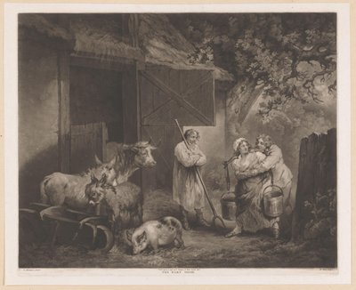 Milkmaid and Two Farmhands by a Stable by William Ward