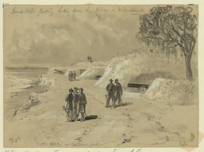 Thunderbolt Battery looking down the river by William Waud