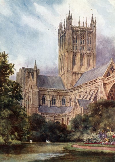 Wells, Cathedral and the Pools by William Wiehe Collins