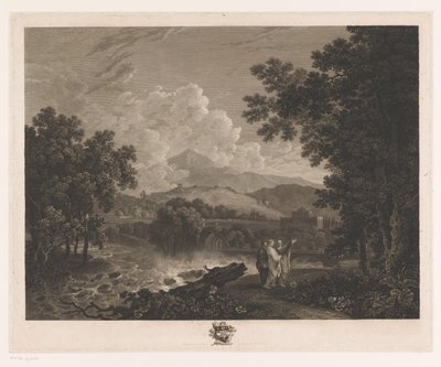 Landscape with Cicero on the Bank of a River near His Villa by William Woollett