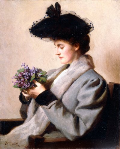 The Nosegay of Violets - Portrait of a Woman by William Worcester Churchill