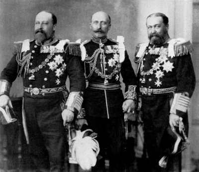 The Prince of Wales and his brothers at the wedding of the Duke of York, 6th July 1893 by William and Daniel Downey