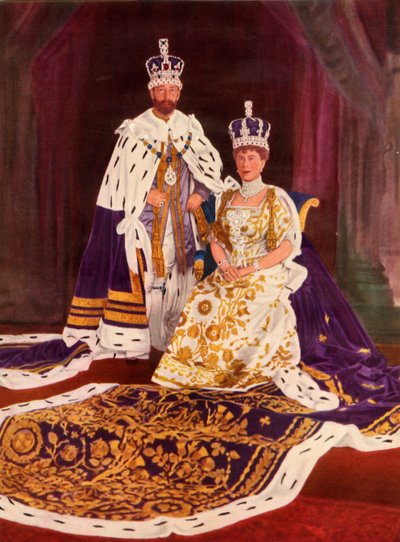 Their Majesties King George V and Queen Mary in their coronation robes, 1911, 1951 by William and Daniel Downey