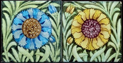 Tiles with Persian style floral design by William de Morgan