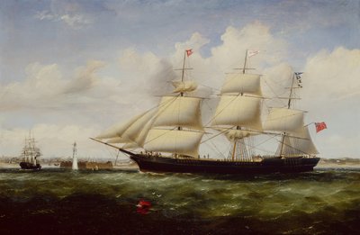 Ship Shepherdess Passing Perch Rock Fort and Lighthouse as She Arrives in the Mersey by Williams Kimmins McMinn