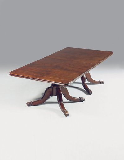 Irish Regency Twin-Pedestal Dining Table by Williams and Gibton (attr. to) Mack