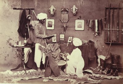 Two Indian Servants Shown in an Arranged Domestic Interior by Willoughby Wallace Hooper