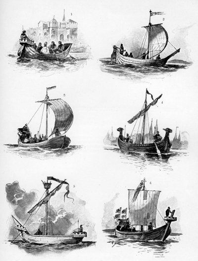 Ships of the Hanseatic League of the 14th and 15th Century by Willy Stöwer