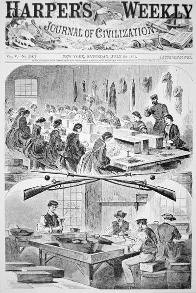 Men & Women Filling Cartridges at the Arsenal at Watertown, Massachusetts, from 