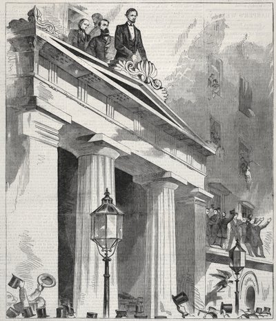 Abraham Lincoln, The President Elect, Addressing the People from the Astor House Balcony, February 9, 1861 by Winslow Homer