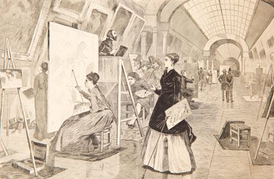 Art Students and Copyists in the Louvre Gallery, Paris by Winslow Homer