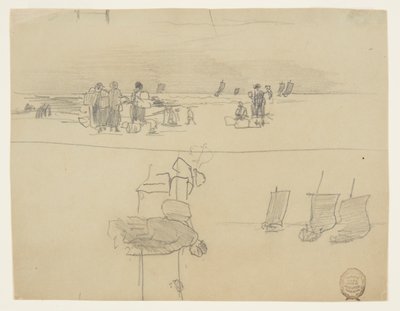 Beach Scene with Women Carrying Baskets, Cullercoats, England by Winslow Homer