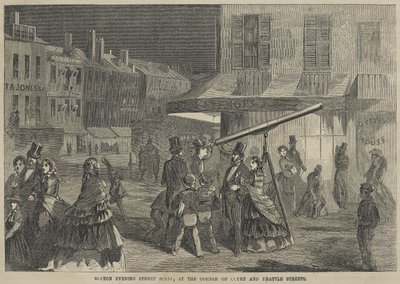 Boston Evening Street Scene, at the Corner of Court and Brattle Streets by Winslow Homer