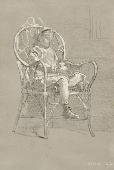 Child Seated in a Wicker Chair by Winslow Homer