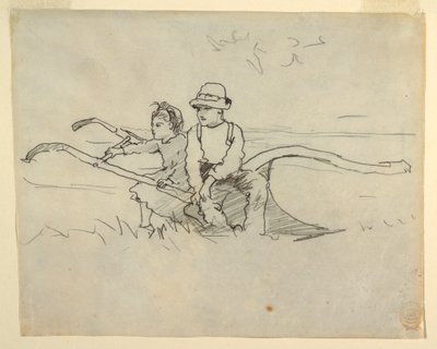 Boy and Girl Seated on a Plough, 1879 by Winslow Homer