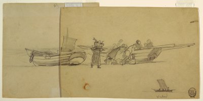Men and Women Unloading a Fishing Dory, Cullercoats, England, 1881-82 by Winslow Homer