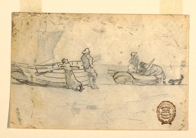 Two Boats on Beach with Figures, Cullercoats, England, 1881–82 by Winslow Homer